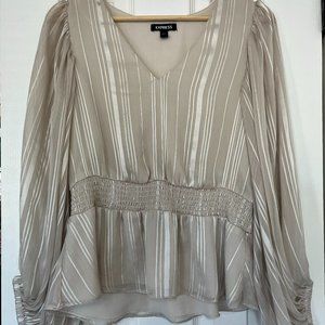 EXPRESS V-NECK PEPLUM BLOUSE WITH SILVER STRIPES
